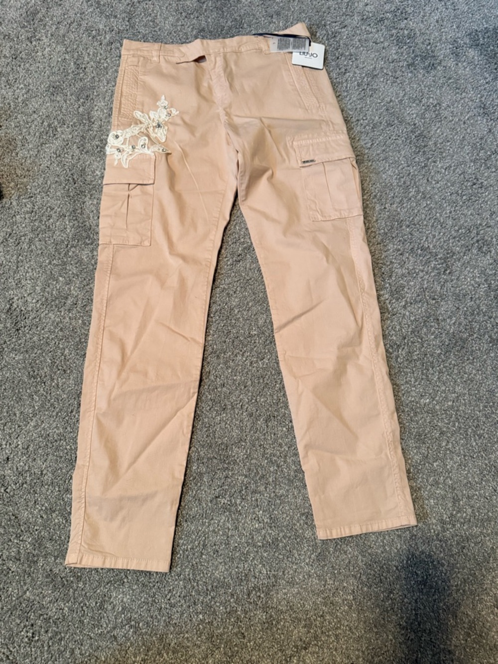 Liu Jo Blush Pink Cargo Pants with Lace Detail